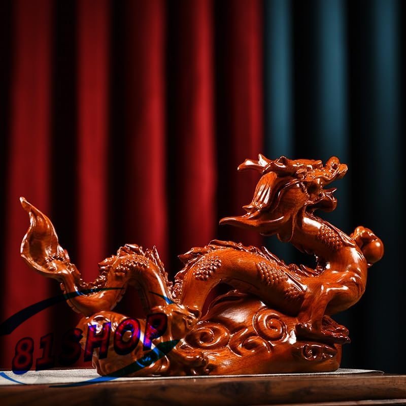 「81SHOP」龍の置物 木彫りドラゴン 置物 木製 干支の辰置物 竜開運祈願 金運祈願 20cm拍卖