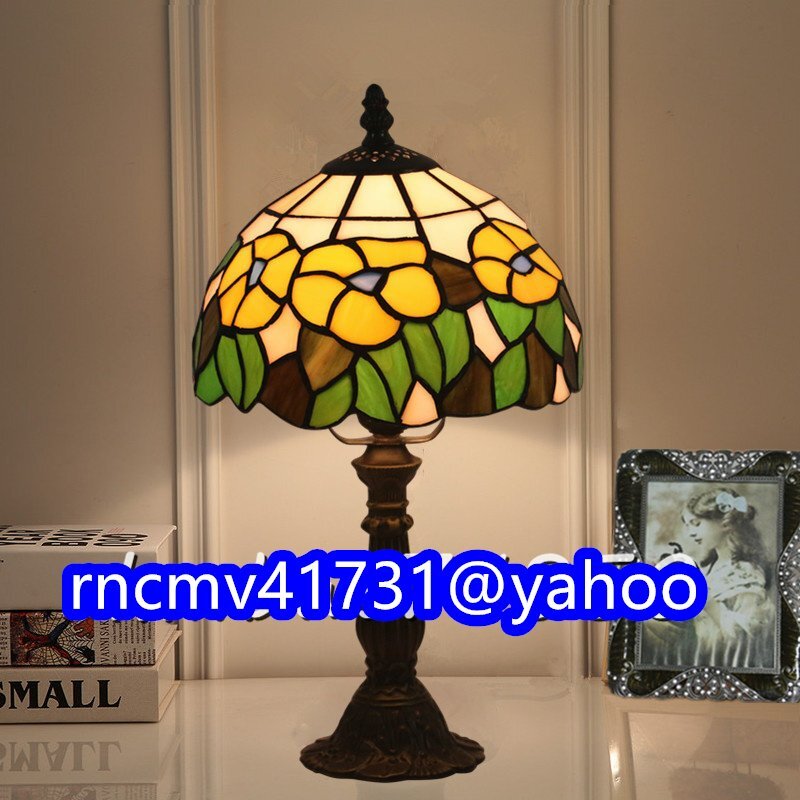 芸術品 新品 ステンドランプ ステンドグラス 花柄 照明 レトロな雰囲気 室内装飾 テーブルスタンド ティファニー技法拍卖