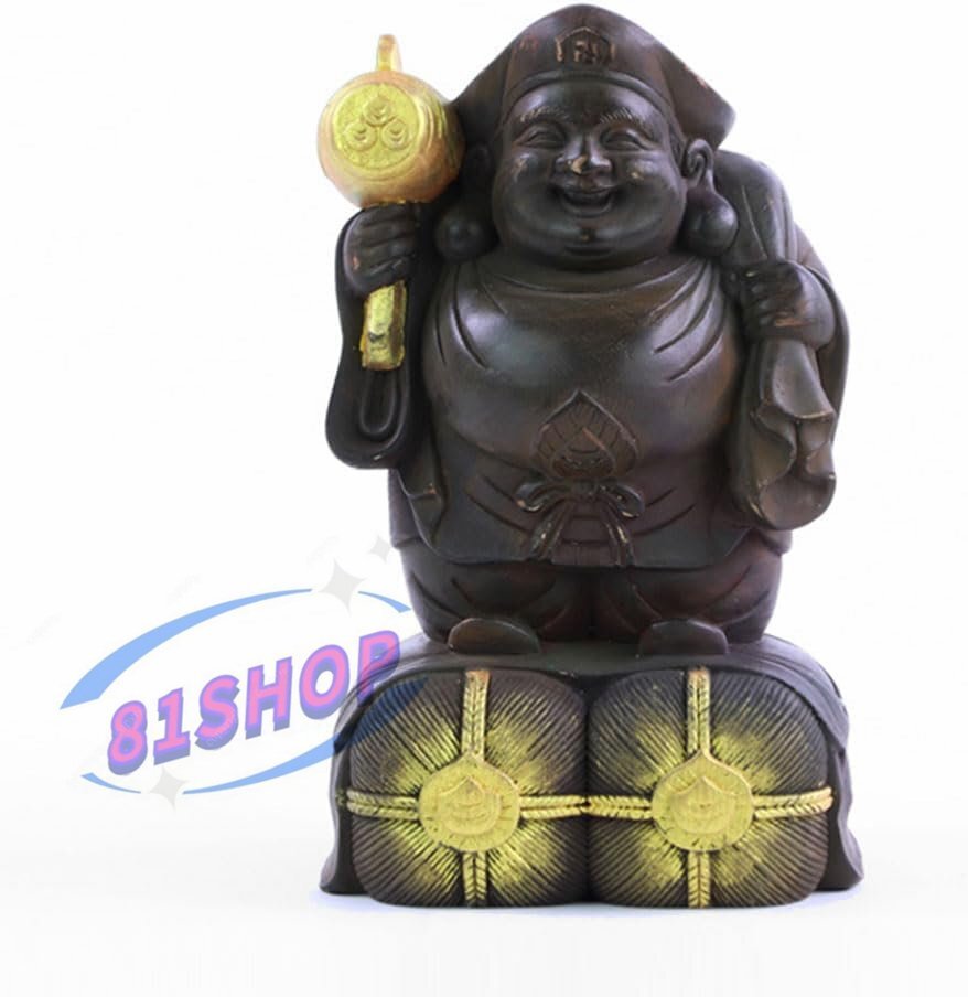 「81SHOP」 大黒天 七福神置物 木彫り 古美色 桧木製 ◆商売繁盛・無病息災・福徳・福運・厄除け・木彫り仏像 高さ210mm拍卖