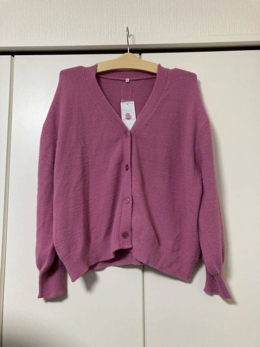 ピンクカーディガン V字カーディガン拍卖