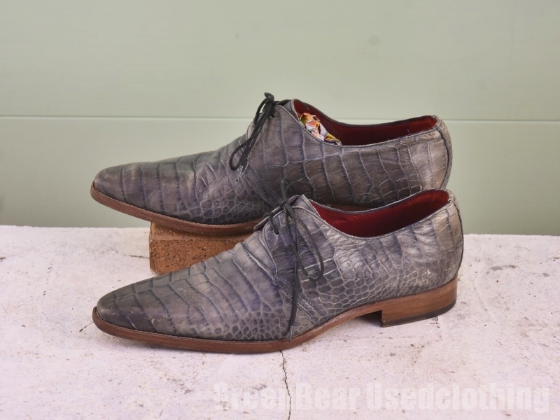 X893◆イタリア製【GIORGIO】メンズシューズ アオ系 41 25.5cm 拍卖