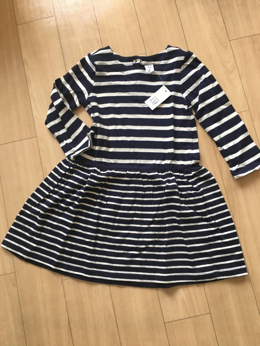 新品 baby GAP ギャップ ネイビー×白 ボーダーワンピース 105㎝ 定価4200円拍卖