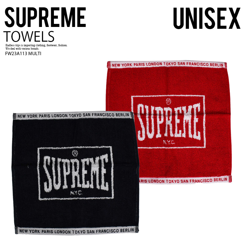 ■新品■SUPREME/シュプリーム■SQUARE MINI TOWELS (SET OF 2) スクエア ミニ タオル (2枚セット)■BLACK RED■FW23A113拍卖