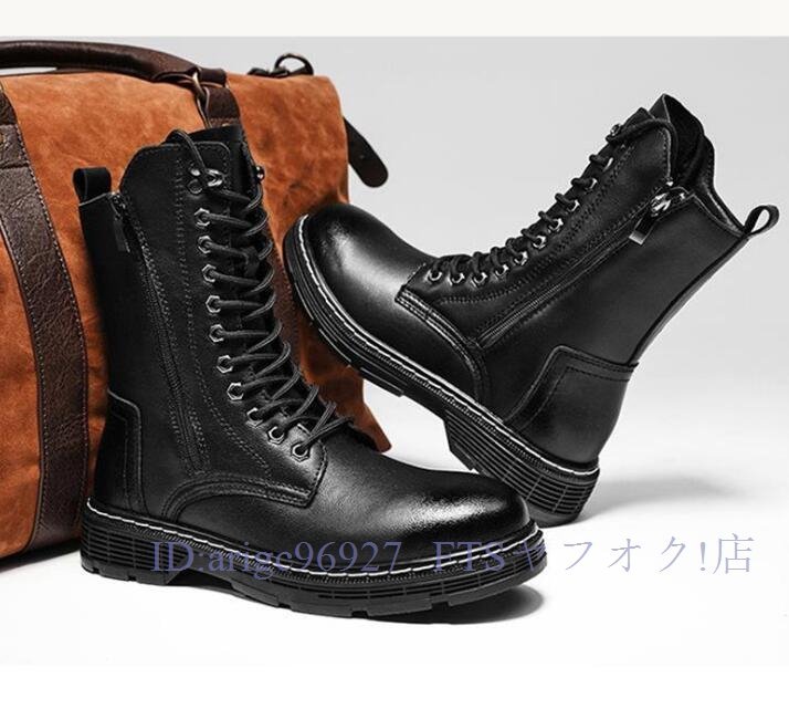 A7201★新品裏ボア マーティンブーツ ハイトップ メンズ 裏起毛 エンジニアブーツ チャッカブーツ スリッポン マーティンブーツ ブーツ 黑拍卖