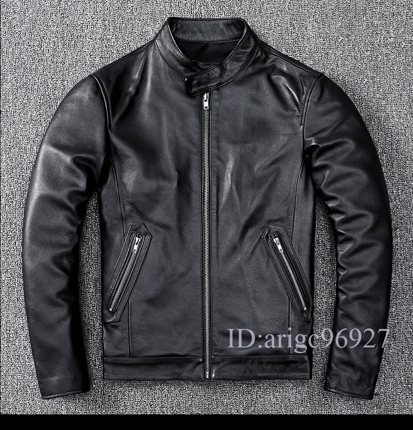 I237★高級 本革 牛革 メンズライダース レザー バイクジャケット バイクウェア 革ジャン 黒 S~5XLサイズ選択可 HQ015拍卖