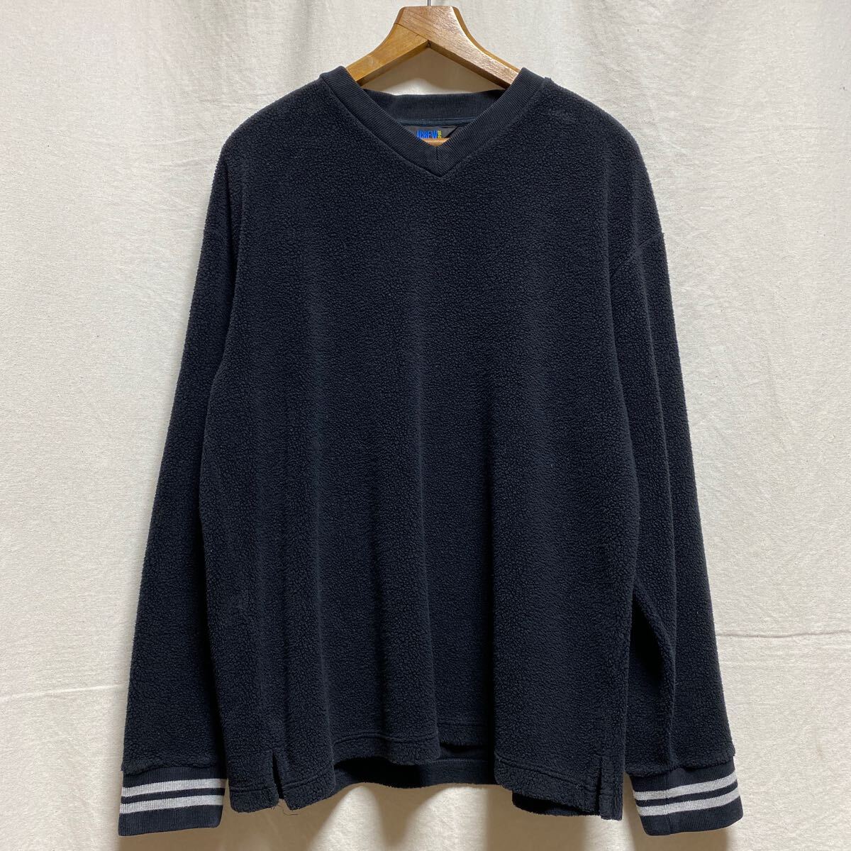 オールド JCREW SPORTS フリース プルオーバー ブラック 90s 00s 古着 ヴィンテージ ジェイクルー Vネック 長袖 黒 J.CREW拍卖