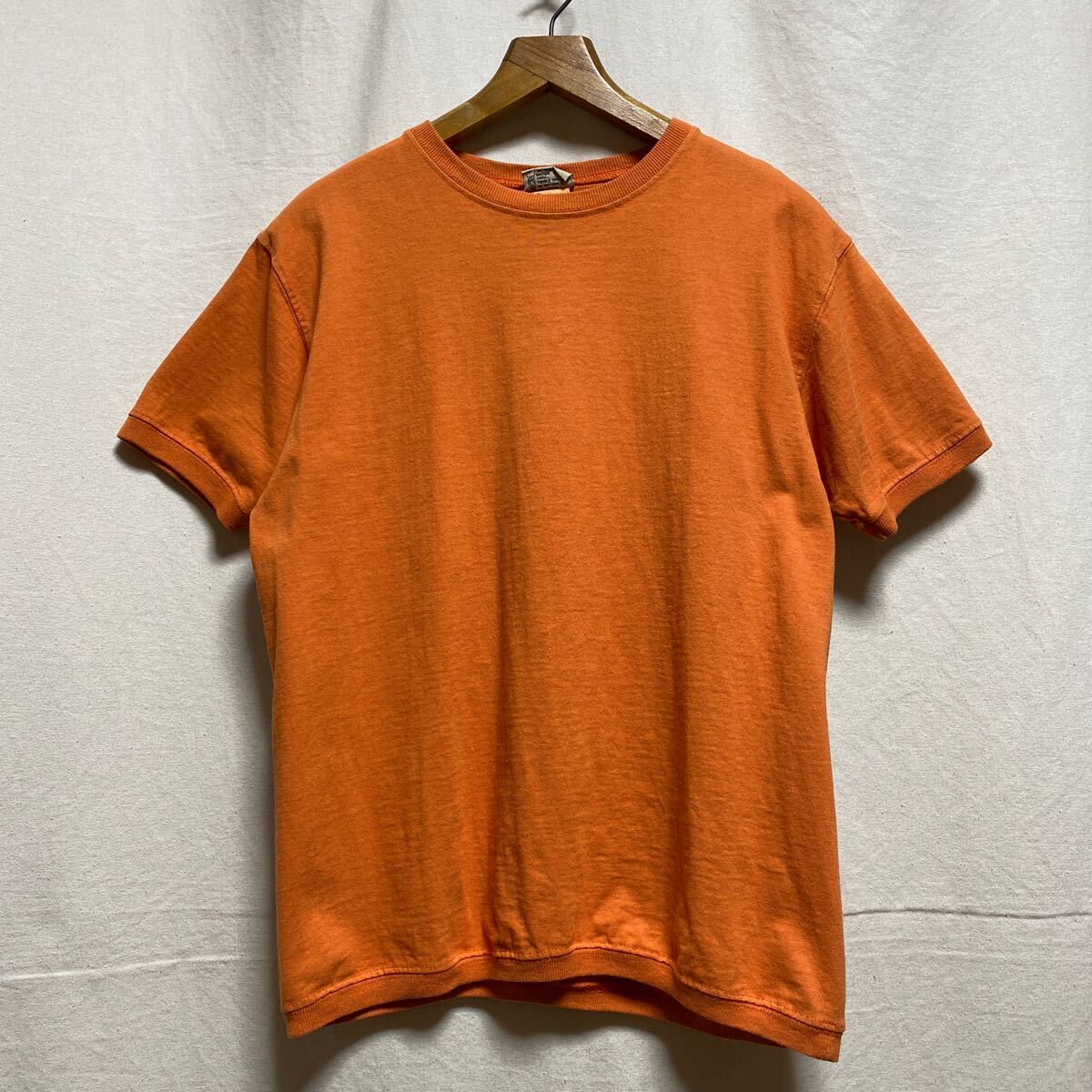 アメリカ製 GOODWEAR リブ付き Tシャツ ジャーナルスタンダード 別注 オレンジ 無地 グッドウェア USA 米国製 ヘビーウェイト コットン拍卖