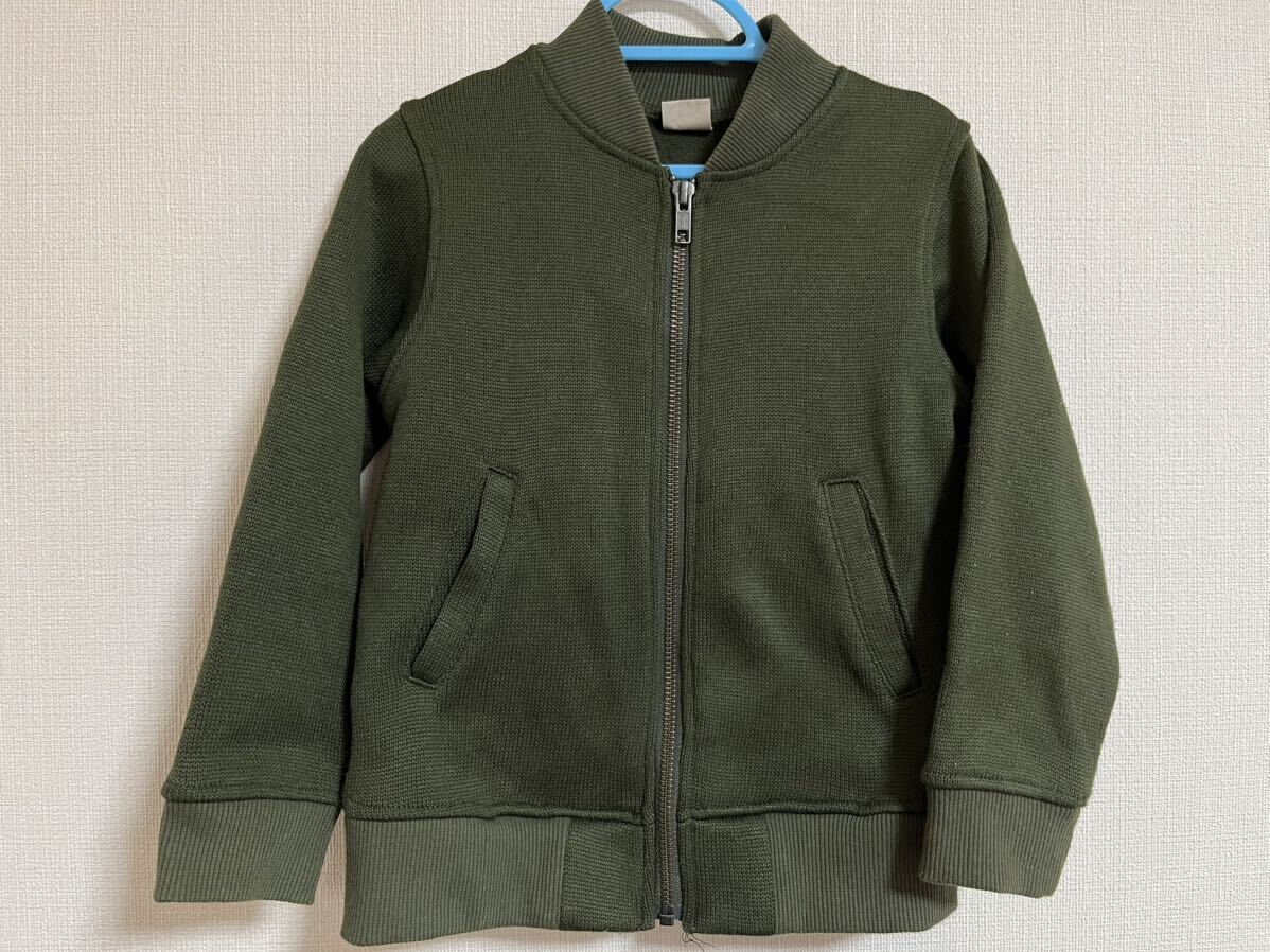 petit main プティマイン ジップアップジャケット110、100 カーキ 男の子女の子 上着拍卖