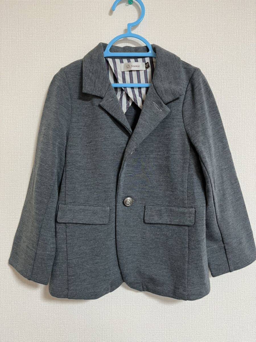 【上下セット】D.fesenseセットアップ 110、120 グレー フォーマル ジャケット 結婚式 おしゃれ スーツ DADWAY拍卖