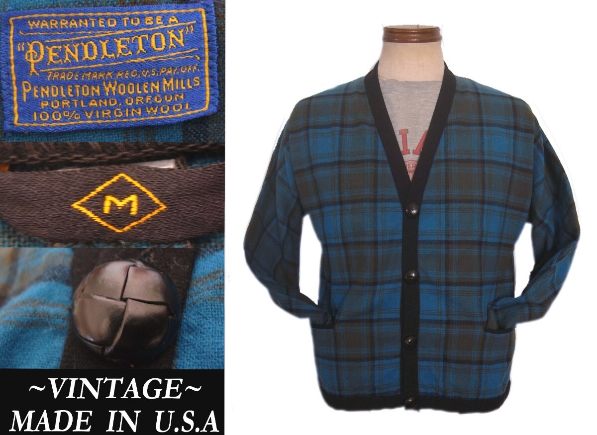 60sビンテージ Pendleton カーディガン USAアメリカ製 ペンドルトンVINTAGE ニードルス RRL マッコイズ model ネペンテス MAC ウエアハウス拍卖