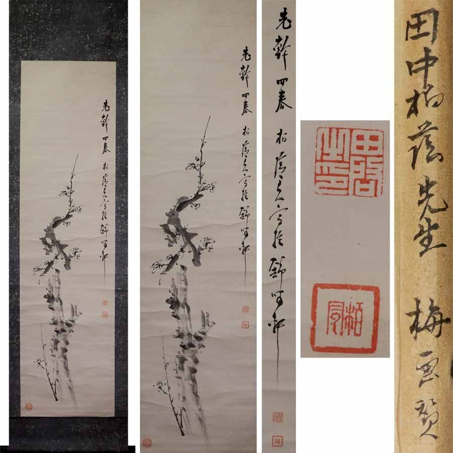 《源》【即決・送料無料】田中柏陰 自画讃句 白梅図/箱付拍卖