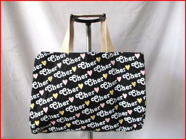 Cher/シェル◇コットントートバッグ BK W36cm拍卖