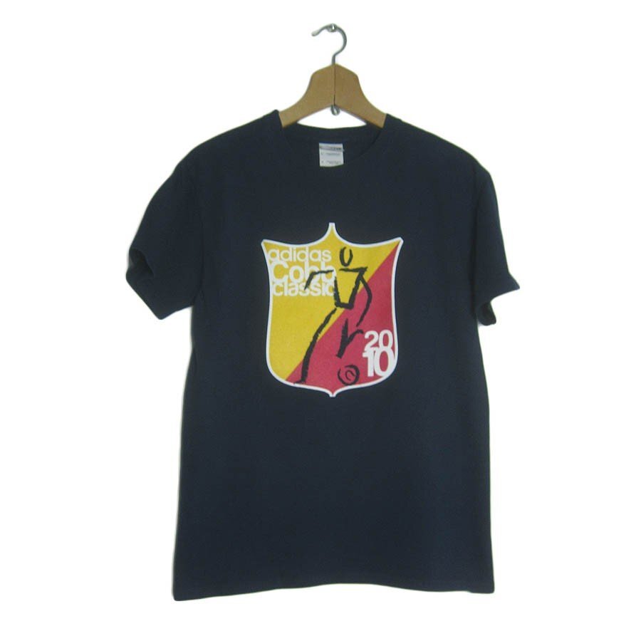 GILDAN プリントTシャツ adidas cobb classic サッカー ティーシャツ 紺色 ネイビー Sサイズ アメリカ輸入古着 USED ユーズド #n-8拍卖