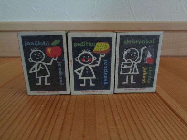 *かわいい雑貨屋さん* ハンドメイド 木の置物 海外のマッチイラスト 3個セット インテリア雑貨拍卖