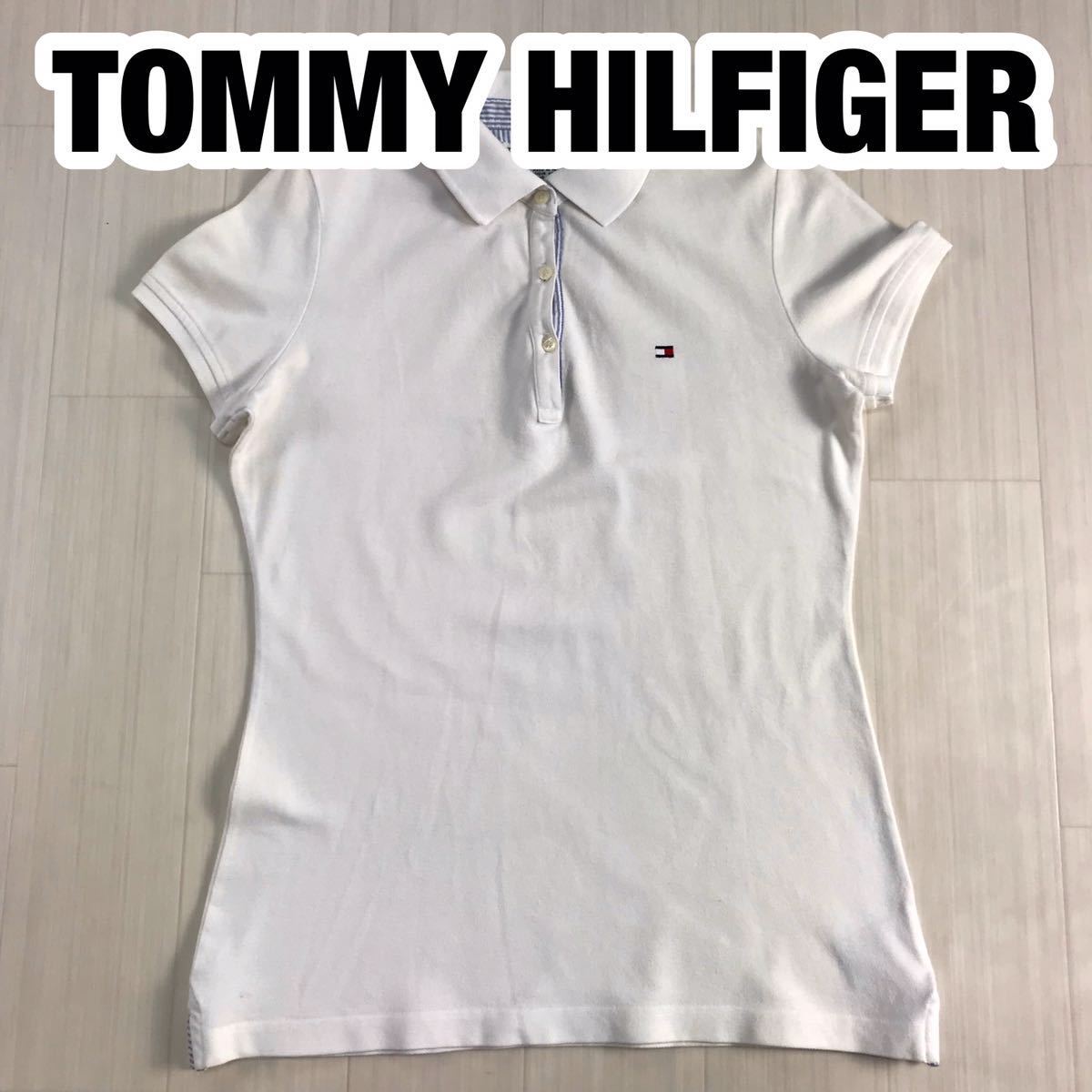 TOMMY HILFIGER トミーヒルフィガー 半袖ポロシャツ M ホワイト メキシコ製拍卖