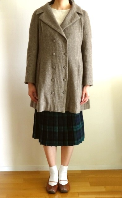 ◆◇Merveille H. メルベイユアッシュ ドレープコート ヘリンボーン ベージュ◇◆フレア Aライン拍卖