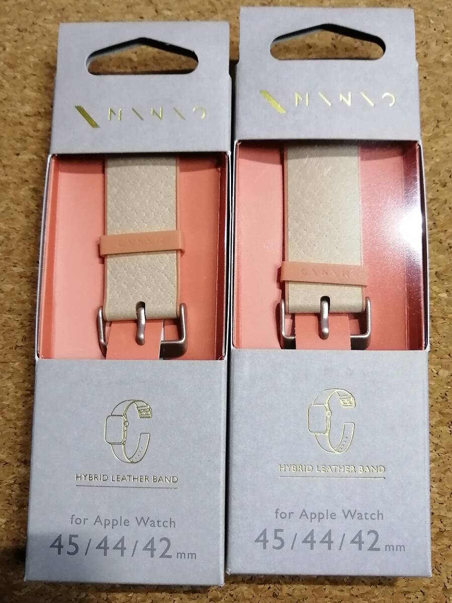 【2本】エレコム Apple Watch 45 44 42 mm レザーバンド フレッシュバニラ×アプリコットオレンジ AW-45BDMNOVA 4549550270069 拍卖