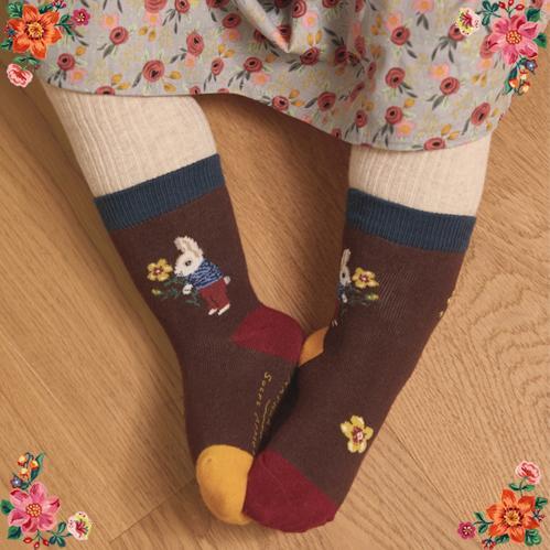 【ナタリー・レテ】ベビー・ソックス バニー・フォー・ユー 12-15cm ボーダーウサギの赤ちゃん用靴下 Nathalie Lete キッチュ フランス拍卖