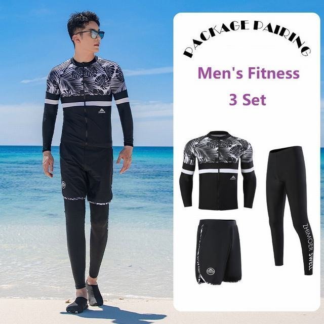 サーフフィットネス水着 メンズ フィットネス水着 着脱簡単 水着 競泳水着 3点セット 日焼け防止 サーフィン おしゃれ サイズ3XL mzm476拍卖