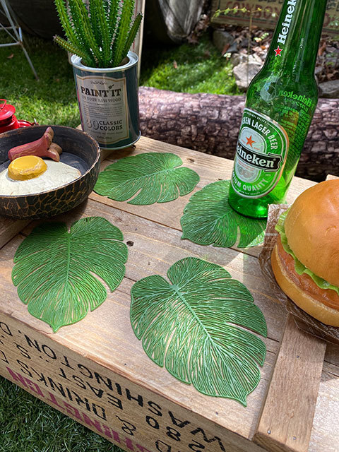 モンステラ スケルトンリーフ コースター 4枚セット ■ アメリカン雑貨 アメリカ雑貨拍卖