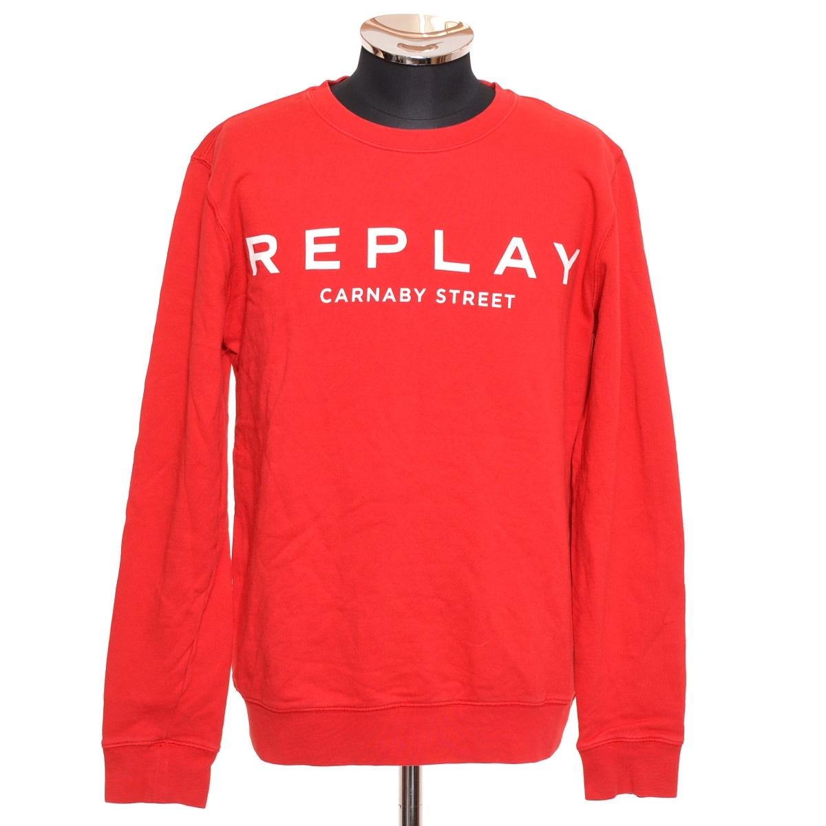 ●499156 REPLAY リプレイ ●トレーナー スウェット CARNABY STREET サイズL メンズ レッド プリント拍卖