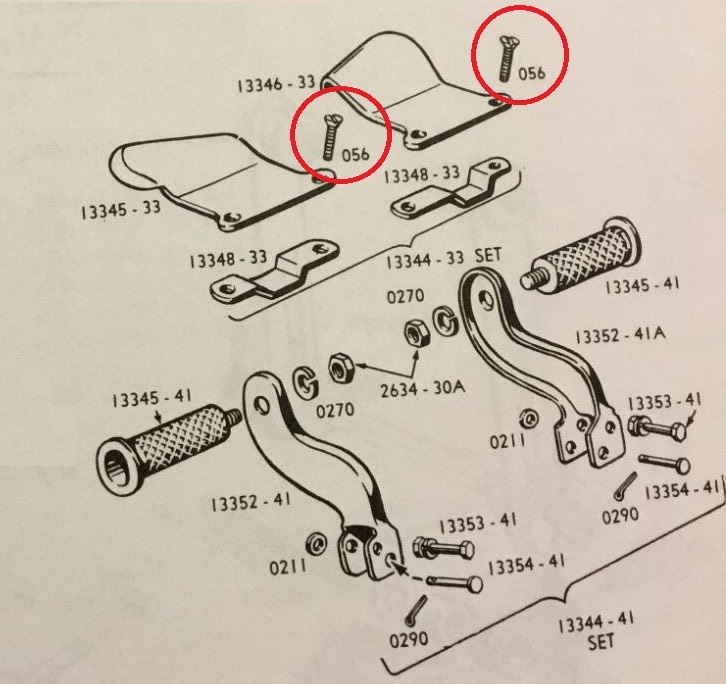 フットボード フットレスト エクステンションパッド マウントボルト OEM 2341 OEM 056 Parkerized 黒 マイナスボルト オーバル拍卖