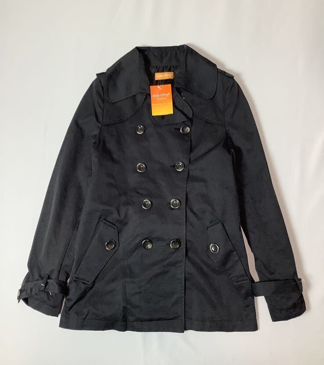 (未使用 レディース) anap mimpi アナップミンピ // 長袖 スプリング コート・ハーフ トレンチコート (黒) サイズ F (M位)拍卖