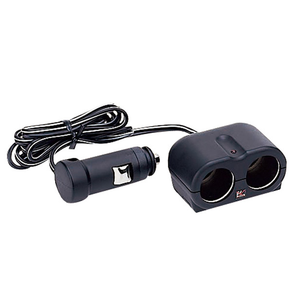 2連シガーソケット セパレートソケット コード長:約1m ブラック 車 アクセサリーソケット増設電源/ヤック PZ-724拍卖