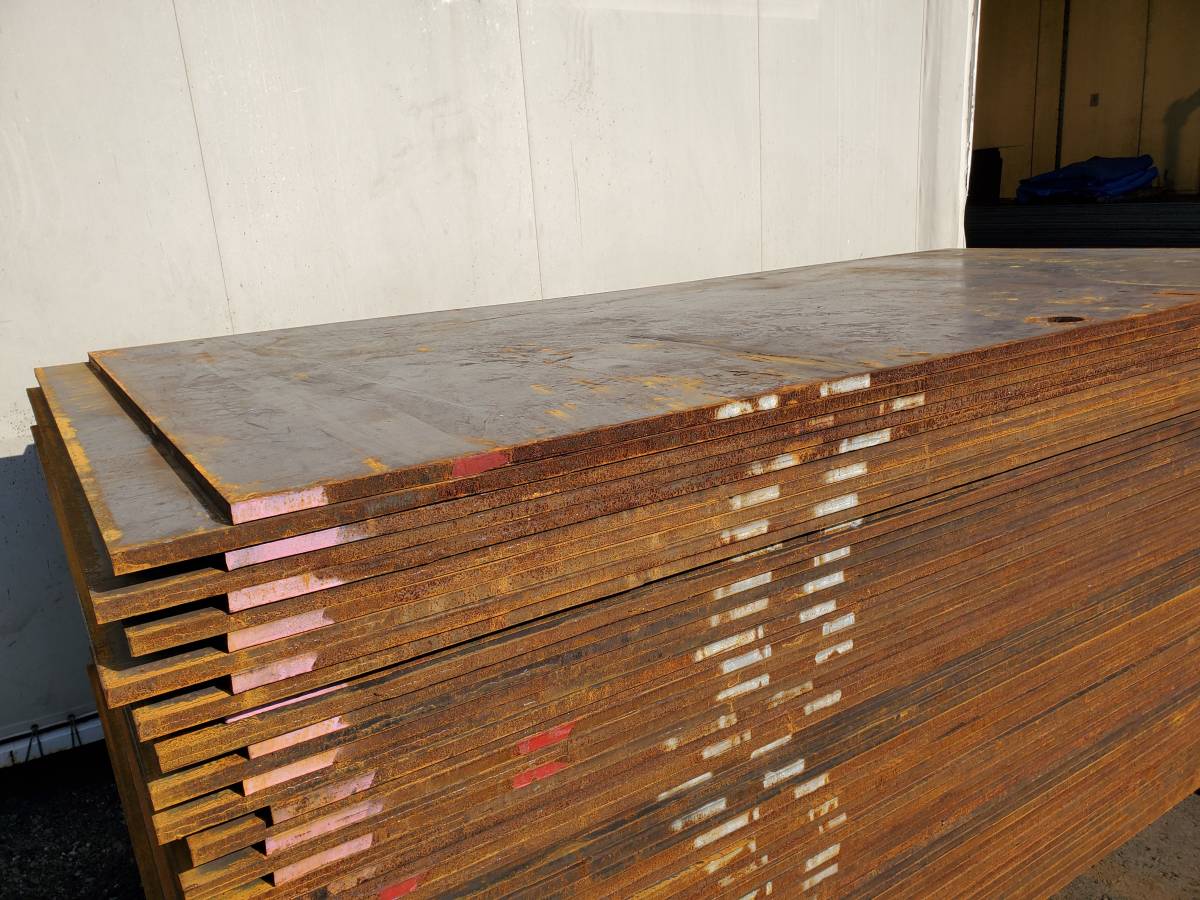【兵庫発】◎新品 敷鉄板 5×10×厚さ22㍉ 未使用 現場 敷き鉄板 寸法 1,524×3,048×厚さ22㎜ 重量802㎏ 鉄板 ヤード 解体 土木 建設 土場拍卖