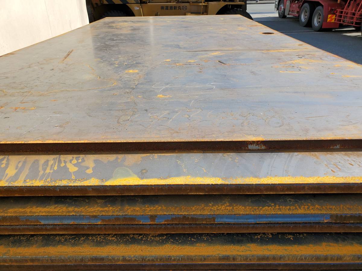 【福岡発】◎新品 敷鉄板 5×10×厚さ22㎜ 未使用 現場 敷き鉄板 寸法 1,524×3,048×厚さ22㎜ 重量802㎏ 鉄板 ヤード 解体 土木 敷板 土場拍卖