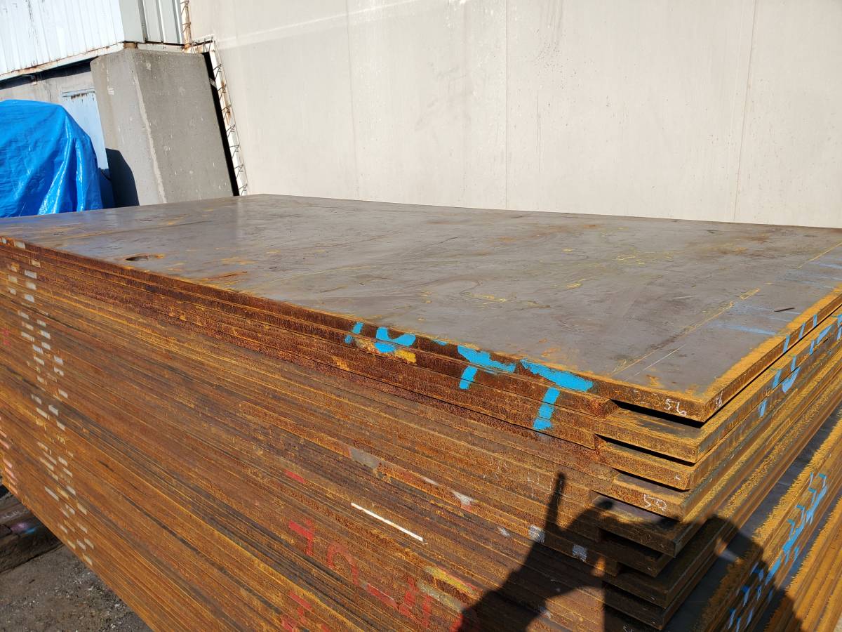 【大阪発】◎新品 敷鉄板 5×10×厚さ22㍉ 未使用 現場 敷き鉄板 寸法 1,524×3,048×厚さ22㎜ 重量802㎏ 鉄板 ヤード 解体 土木 建設 土場拍卖