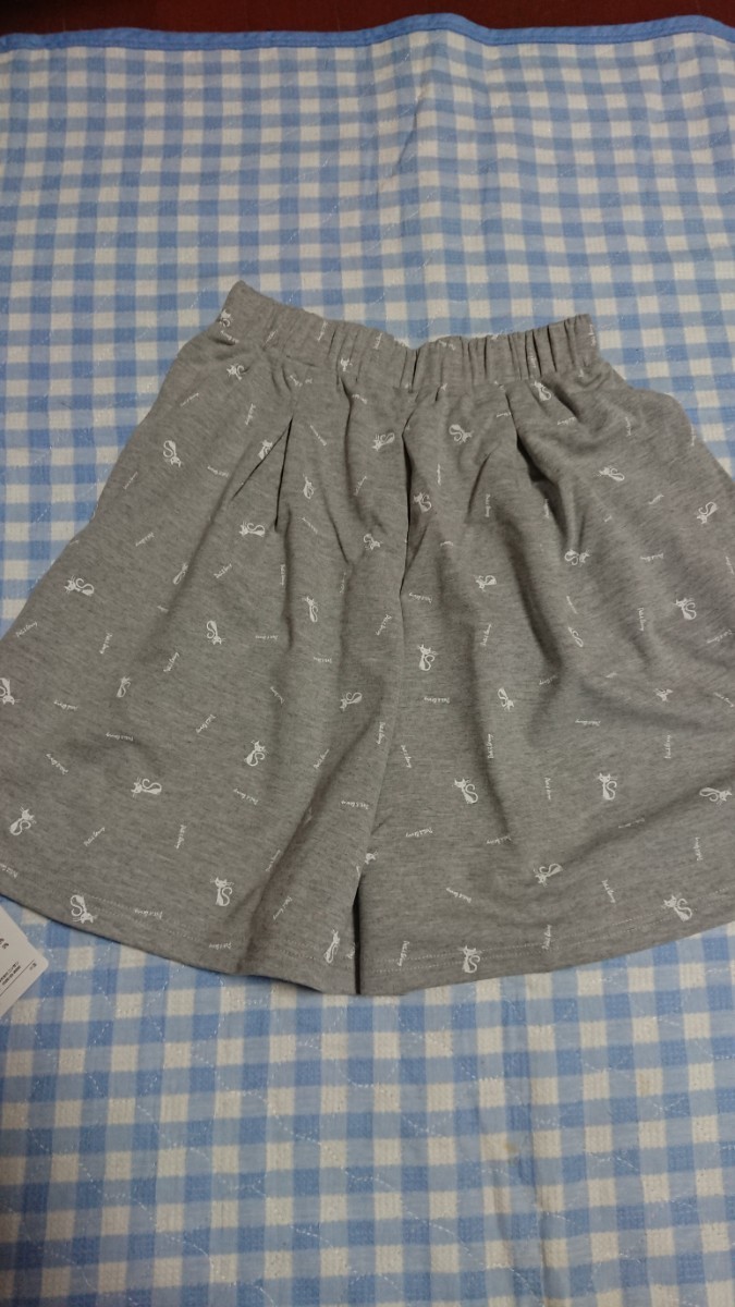 @177☆未使用・保管品☆Hallmark☆カットソー猫柄キュロット 灰TS-152②拍卖