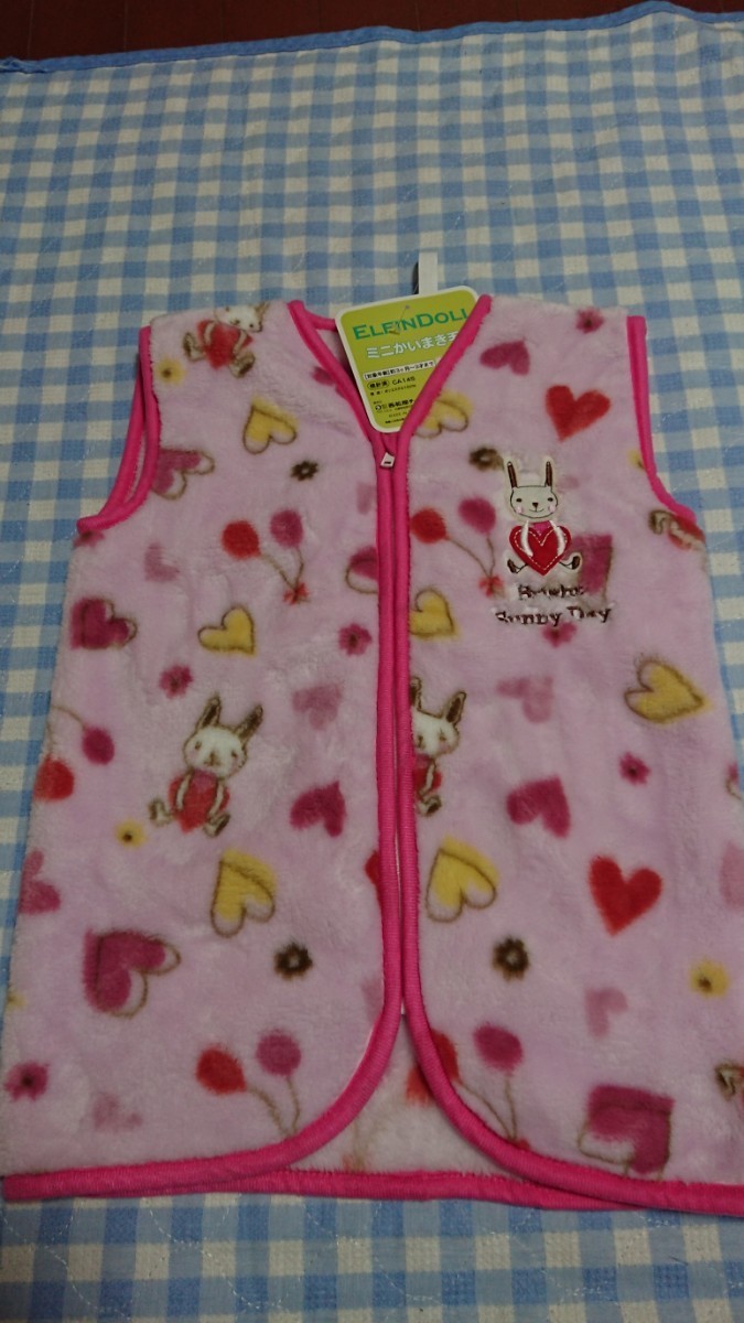 @♪0930☆未使用・保管品☆ミニかいまき毛布 さくらんぼウサギ② 35×50拍卖