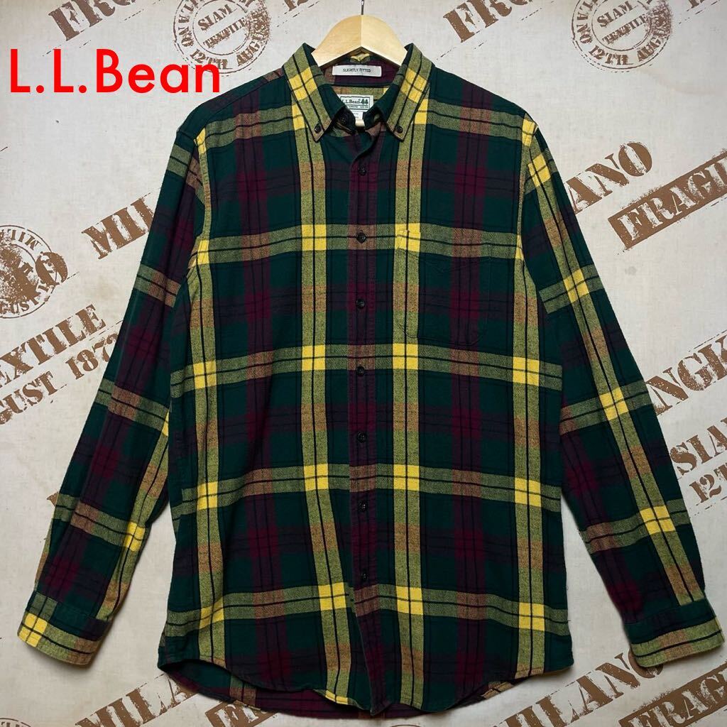 L.L.Bean チェック ネルシャツ ライトネル 好配色 フランネルシャツ エルエルビーン SLIGHTLY FITTED M-TALL ボタンダウン BDシャツ拍卖