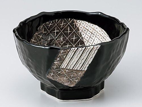 KT美濃焼! ☆黒織部六角どんぶり6寸☆ ユ321-098 新品 丼 多用丼 碗 向付 平丼 プレート 盛皿 向付 盛鉢 鉢 ボウル拍卖