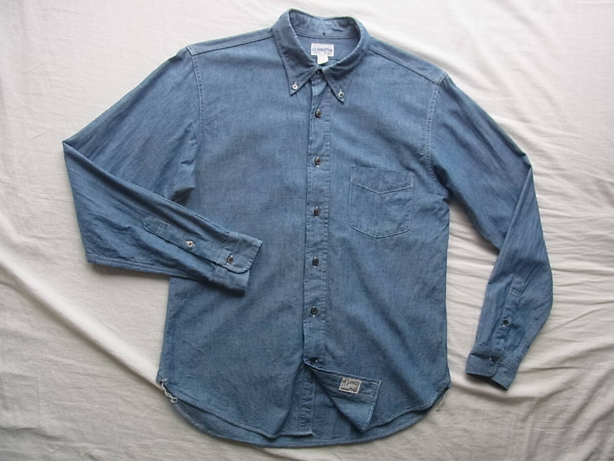 ジャーナルスタンダード J.S HOMESTEAD インディゴシャンブレー素材 ボタンダウンシャツ サイズ M  日本製拍卖