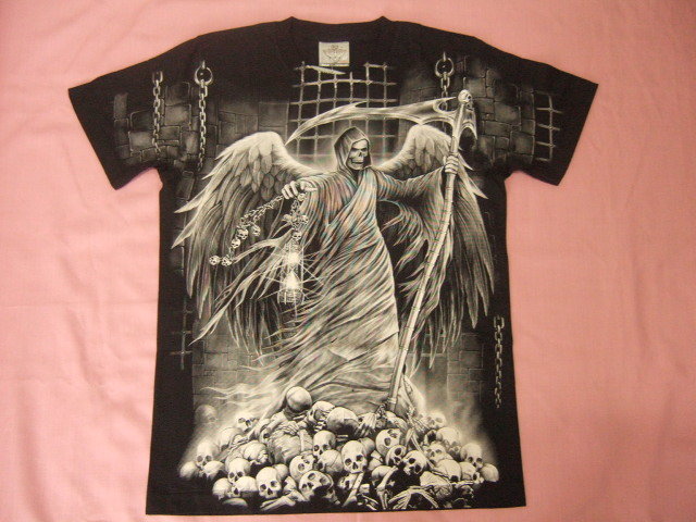 横浜最新 THE天使の翼♪魅惑の死神ドクロTシャツ サイズ L, XL 送料無料 ξtsξ ξ14拍卖