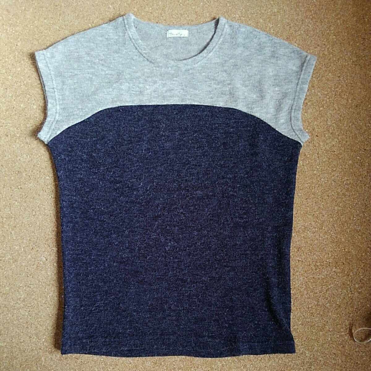 古着【ImparIy】ノースリーブチュニック・グレー×アイボリー・Mサイズ拍卖