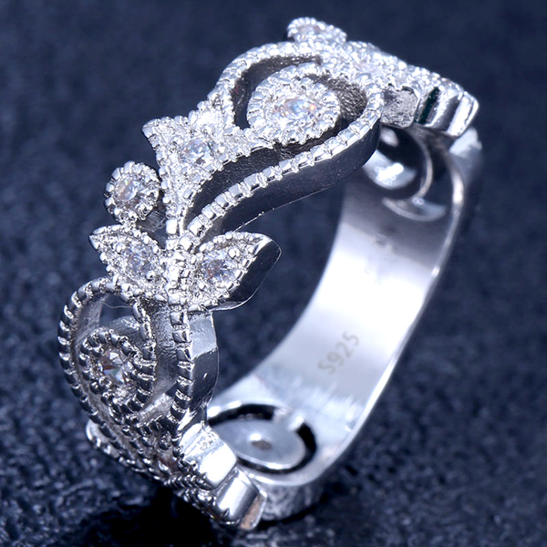 純銀・エレガント透かし模様リングAD 11号拍卖