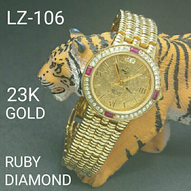 LZ リズ LZ-106 23K GOLD ルビー ダイヤ ジュエリー ウォッチ 中古品 W093 拍卖