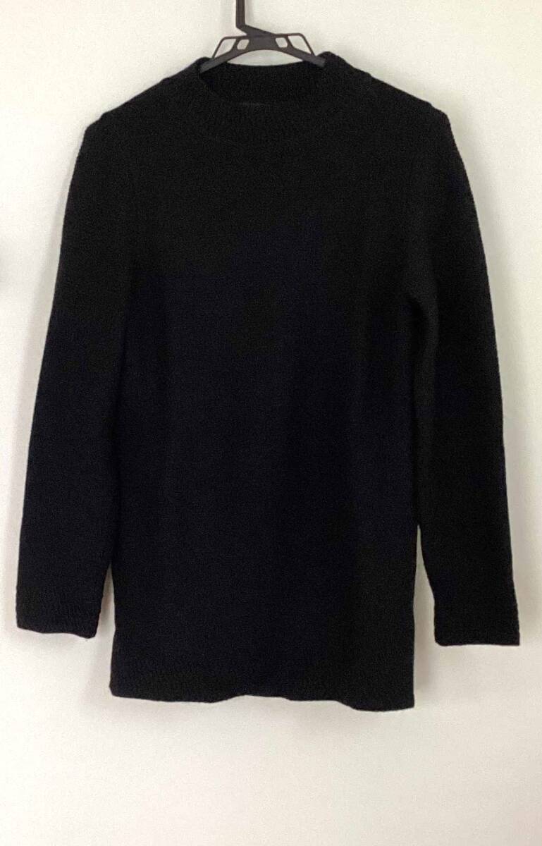 M46 新品未使用 Aquascutum アクアスキュータム 黒 L相当 ニット レディース チュニック ロングセーター 変わり編み 毛100拍卖
