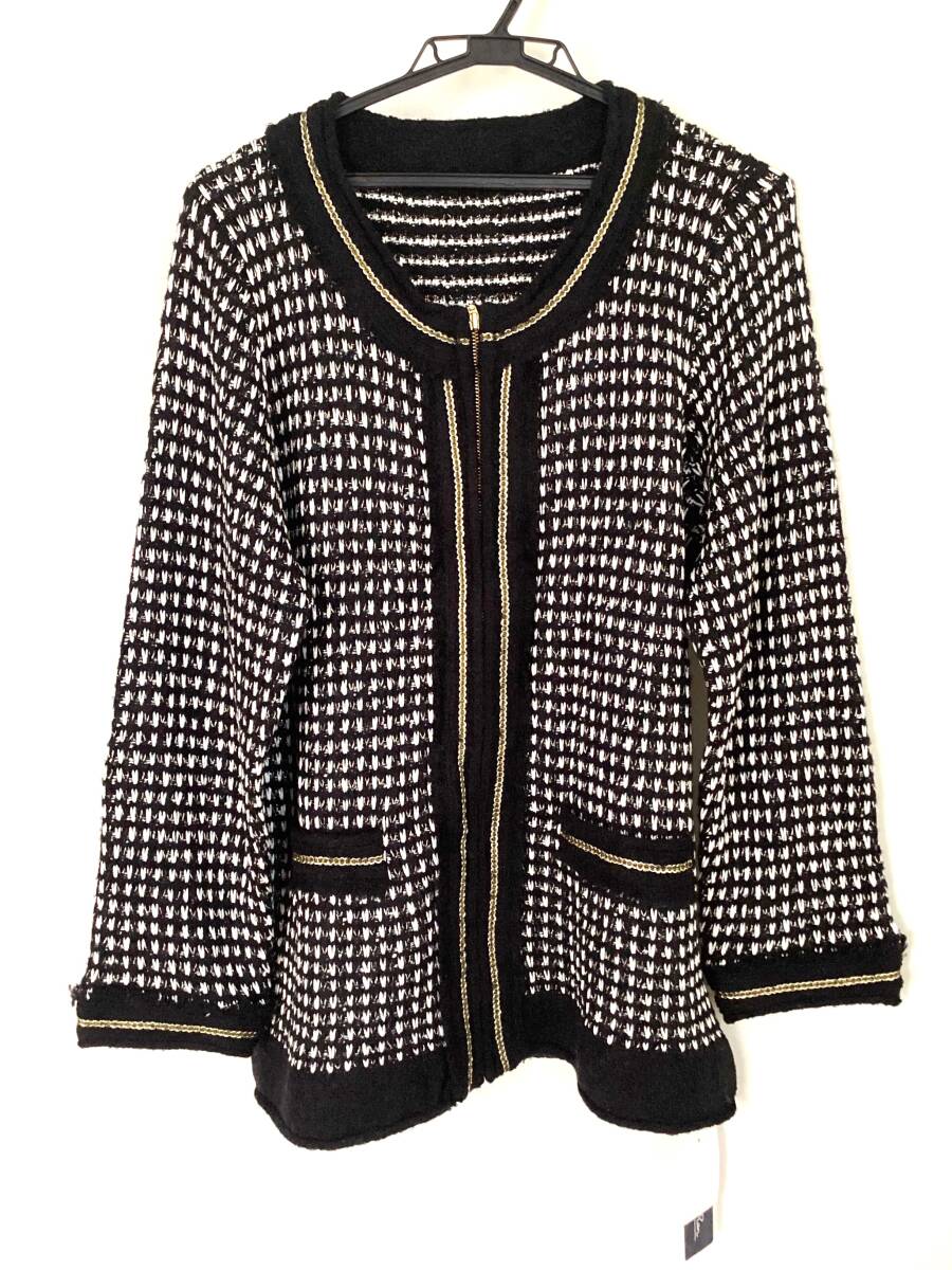 M22 新品未使用 レディース ジャケット ブレード ニット Ohtori Ran 黒×金 13 LLサイズ相当 鳳蘭 フォーマル 前はファスナー 拍卖