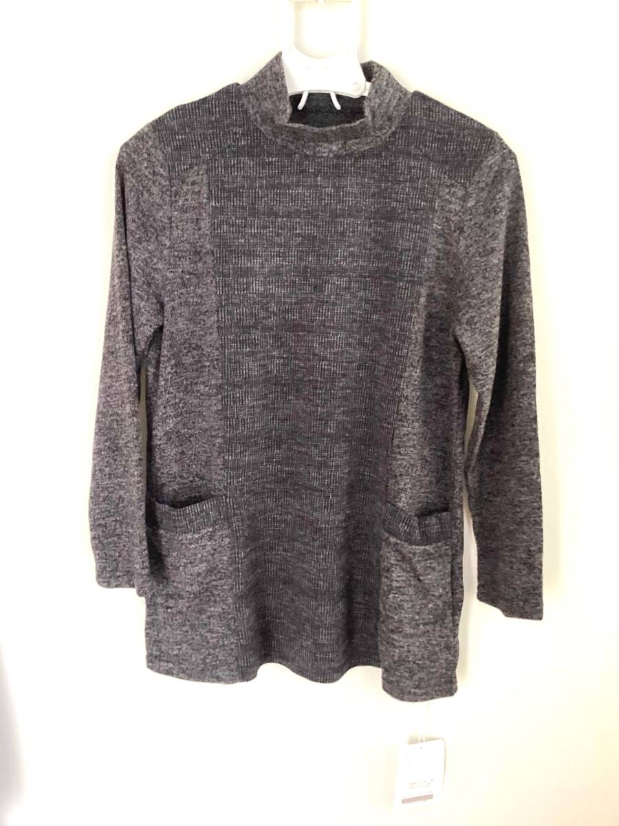 M97 新品未使用 オプティ チュニック ニット ダークグレー サイズ02~03 LLサイズ相当 Aライン 定価6,900円 ポケット2個 拍卖