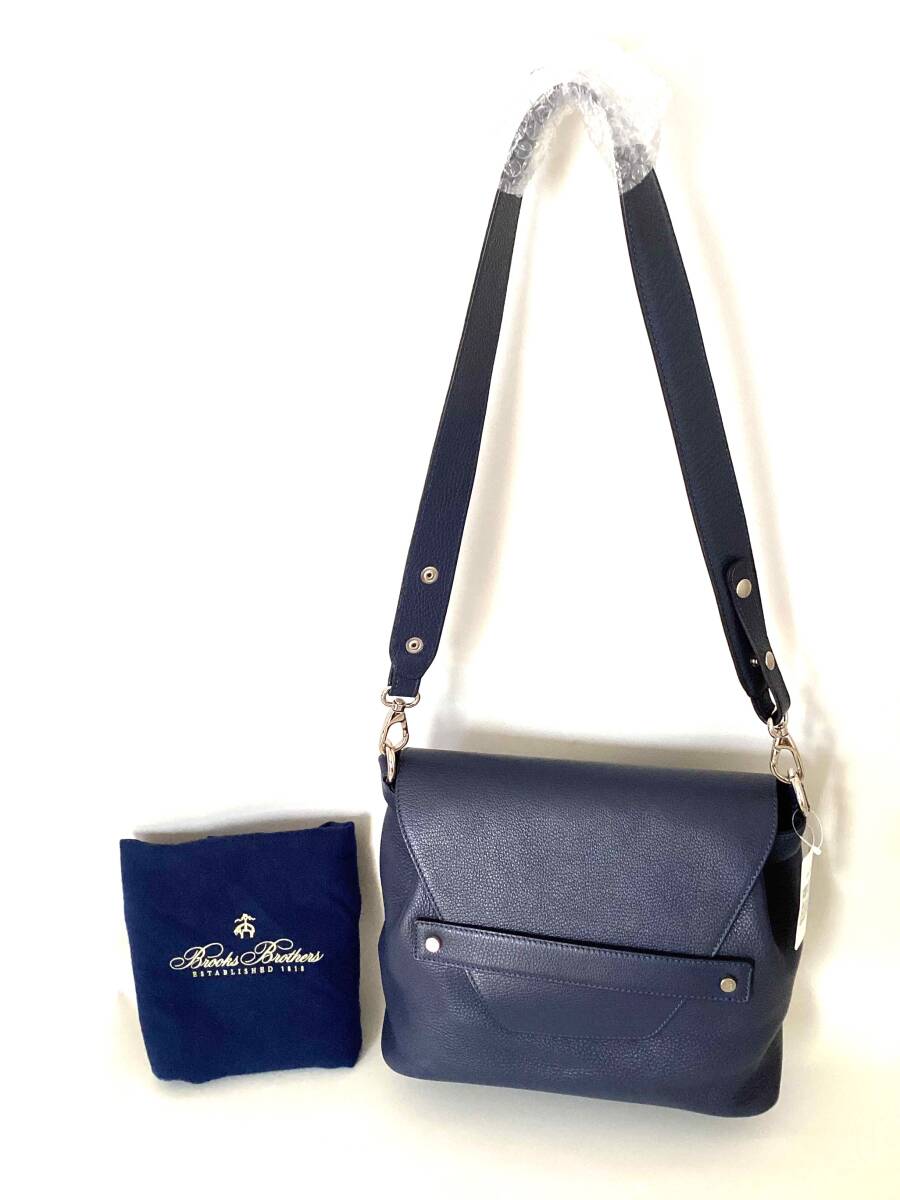 P24 新品未使用 ブルックスブラザーズ ショルダーバック 袋付き ブルー  ショルダー取り外し可 底に鋲あり BROOKS BROTHERS拍卖