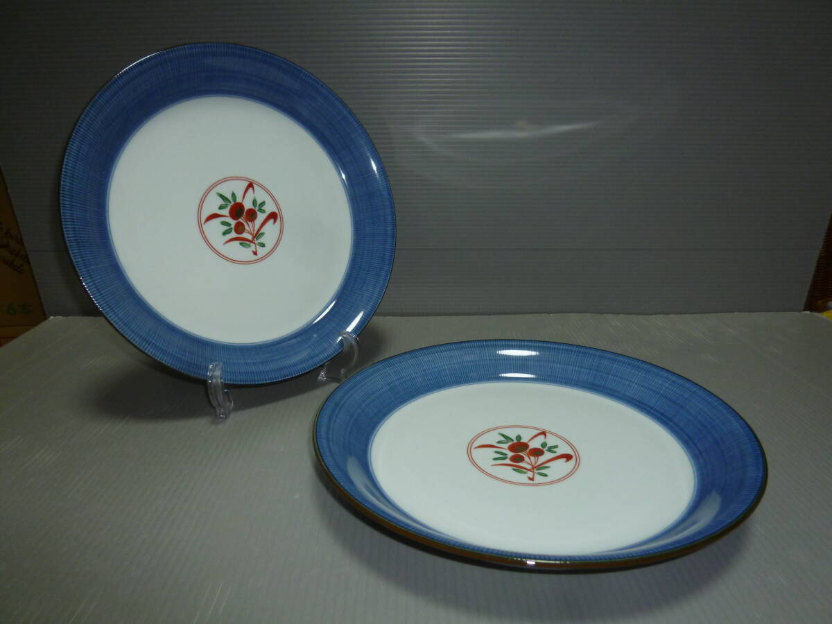 〇 たち吉 呉須赤絵【金彩 花柄 大皿2枚 約27㎝】〇 橘吉 拍卖