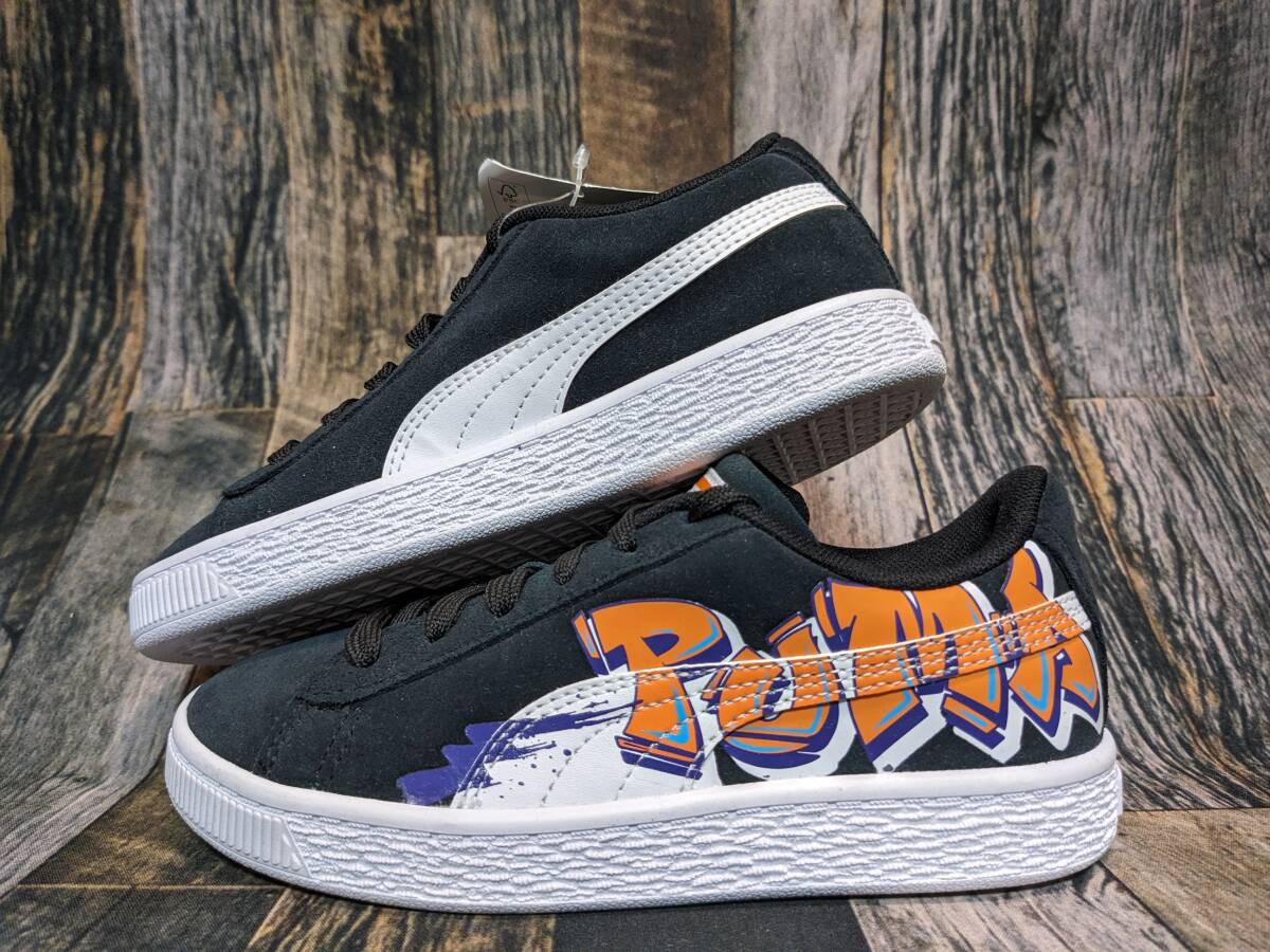 17cm PUMA キッズ スウェード ストリート アート PS 検 本革 スニーカー 男の子 女の子 ボーイズ ガールズ ブラック/ホワイト/黒/白 US11C拍卖