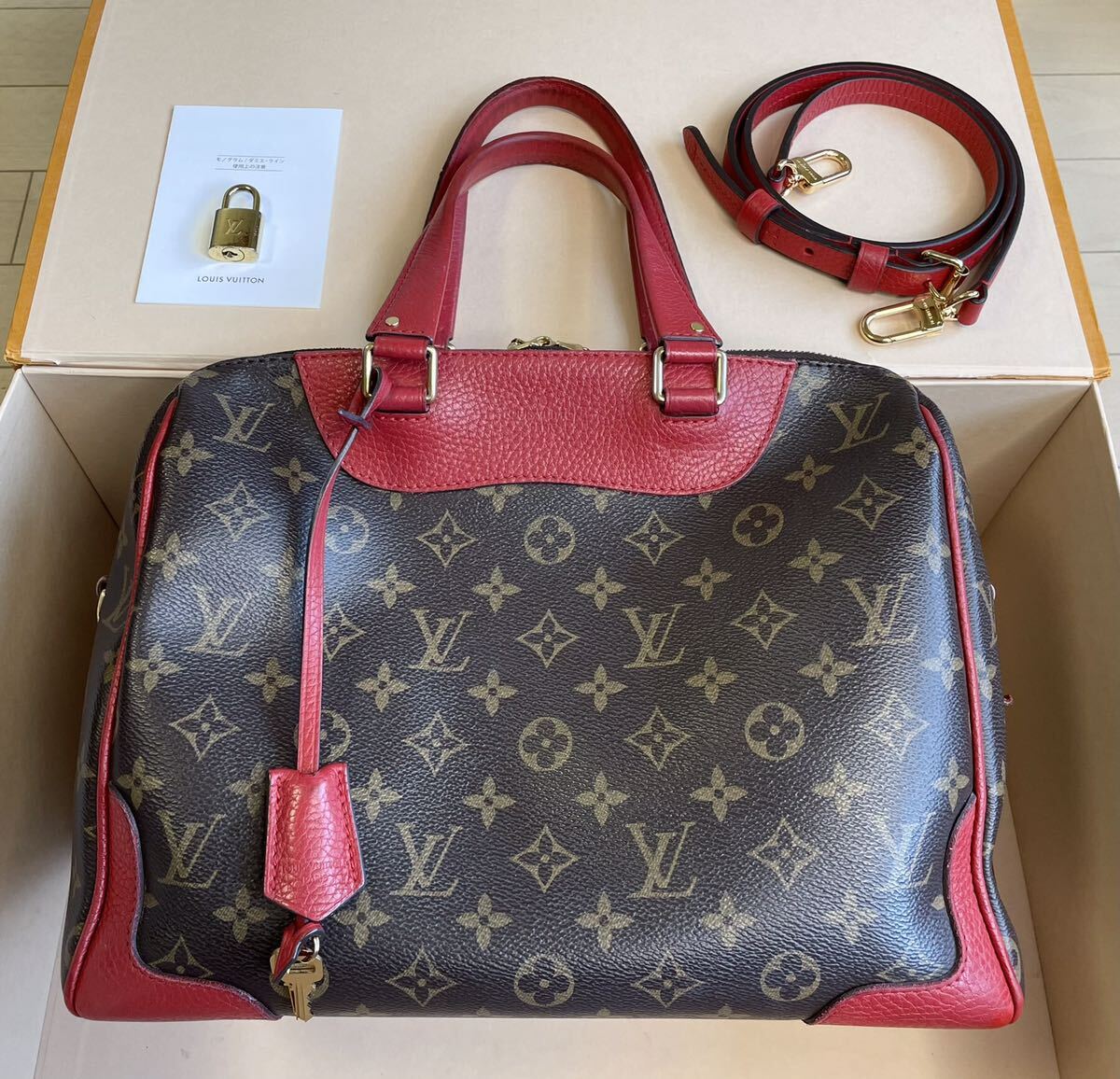 Louis Vuitton Letero モノグラム ハンドバッグ レッド拍卖