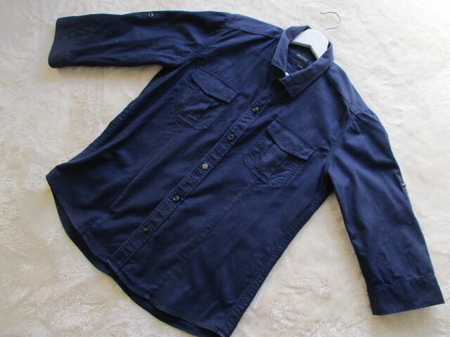 SHIPS JET BLUE 七分袖 ロールアップ シャツ ネイビー USED拍卖
