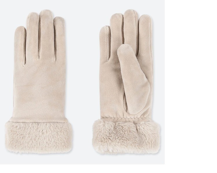 ユニクロ ファータッチ カフスグローブ Mサイズ ナチュラル WOMEN 拍卖