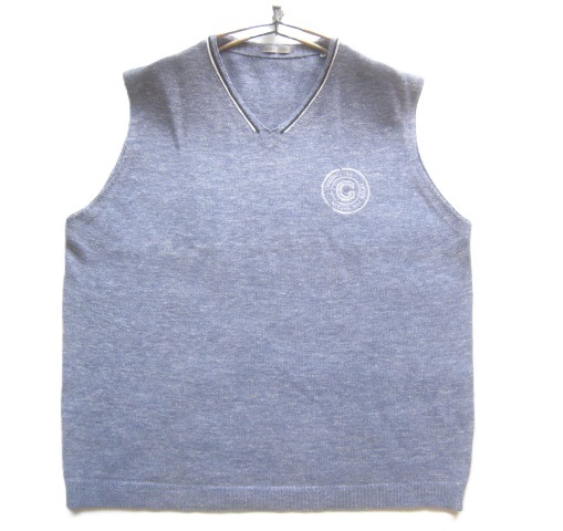 高級日本製!!グリーンクラブス GREENCLUBS*麻30% ロゴ刺繍 春夏モデル リネンコットンニットベスト 4 実寸L 淡い紫 ライカ RAIKA拍卖
